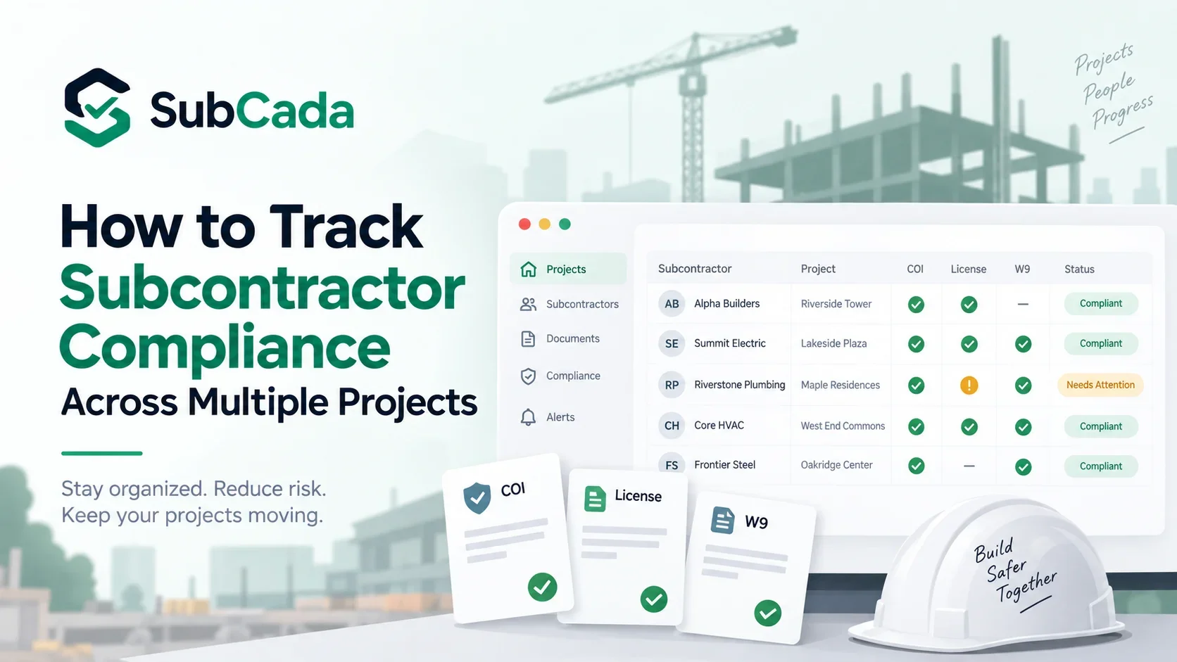 Track Subcontractor Compliance Across Multiple Projects